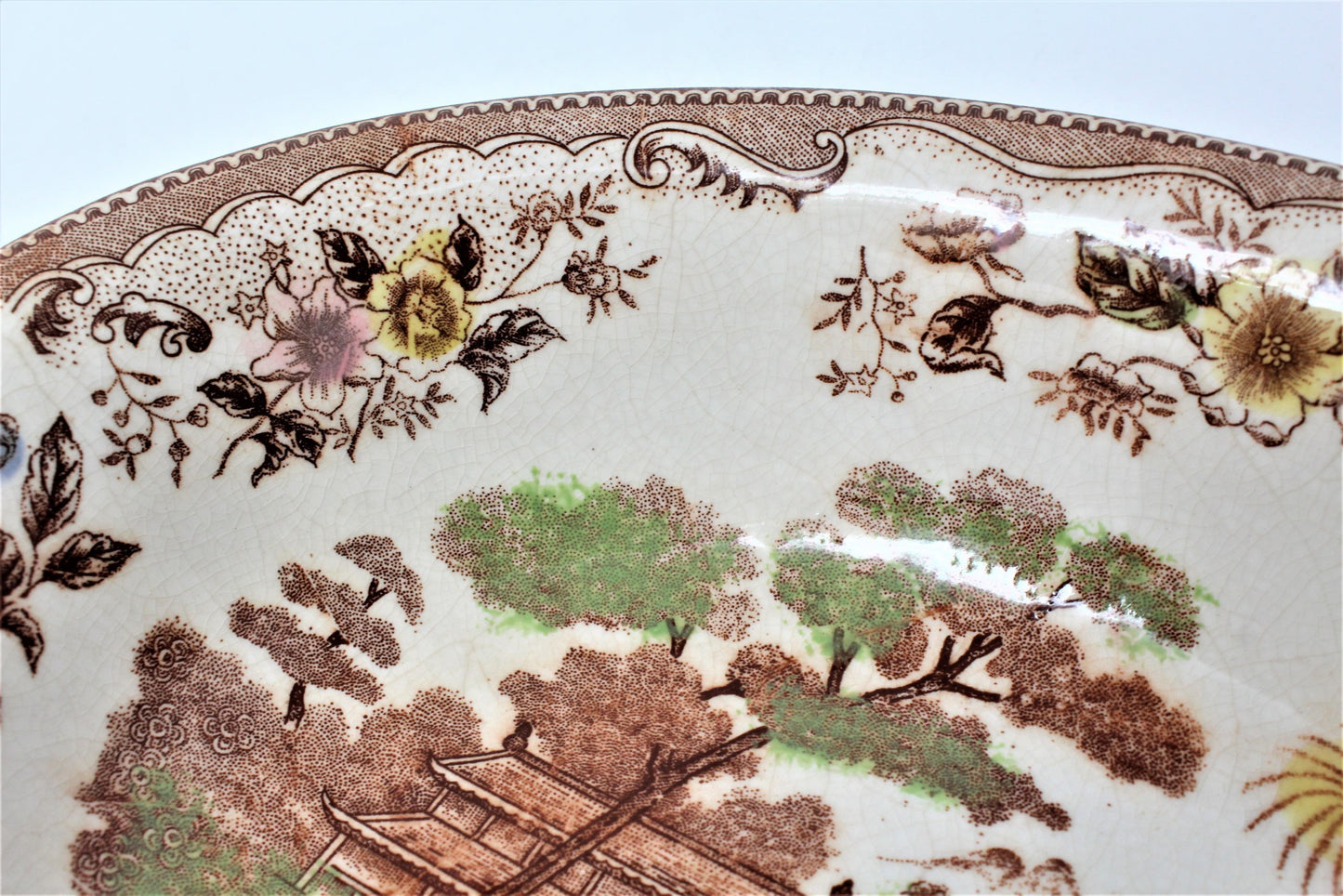 Serving Bowl, Brown & Richie, Oriental Gardens, Brown Transferware, Vintage, SOLD