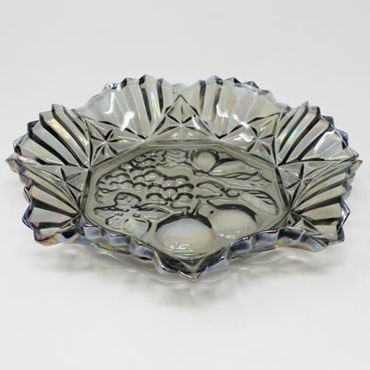 Bowl, Shallow Bowl / Dish, Federal Glass, Revival Carnival Smoked Iridescent Glass, Pioneer Bowl, Vintage, 1970's