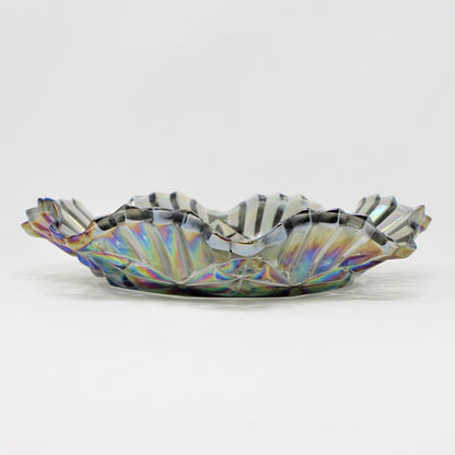 Bowl, Shallow Bowl / Dish, Federal Glass, Revival Carnival Smoked Iridescent Glass, Pioneer Bowl, Vintage, 1970's