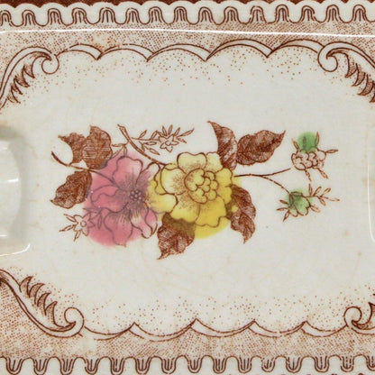 Ashtray, Brown & Richie, Oriental Gardens, Brown Transferware, Antique