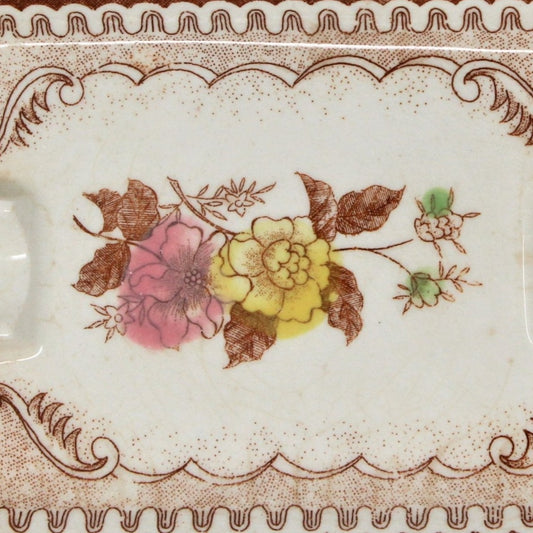 Ashtray, Brown & Richie, Oriental Gardens, Brown Transferware, Antique