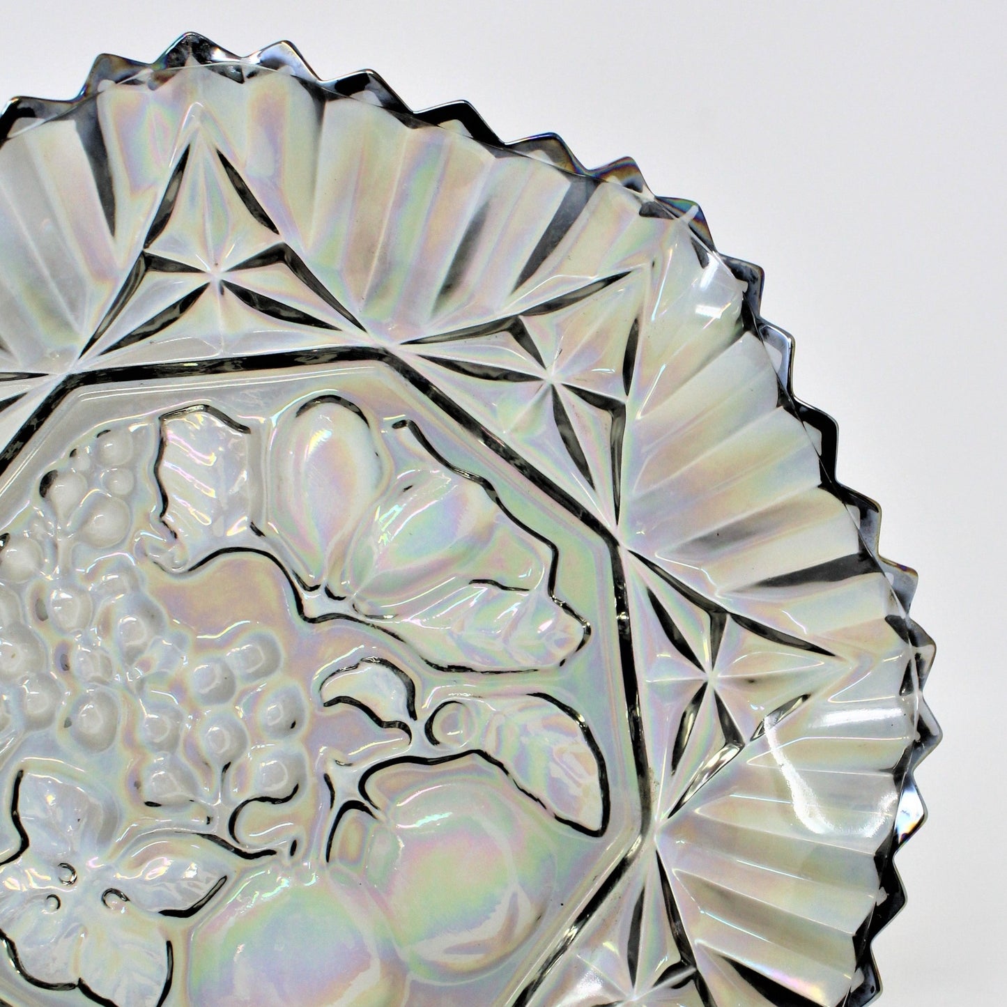 Bowl, Federal Glass, Pioneer Bowl, Revival Carnival Smoked Iridescent Glass, Vintage, 1970's