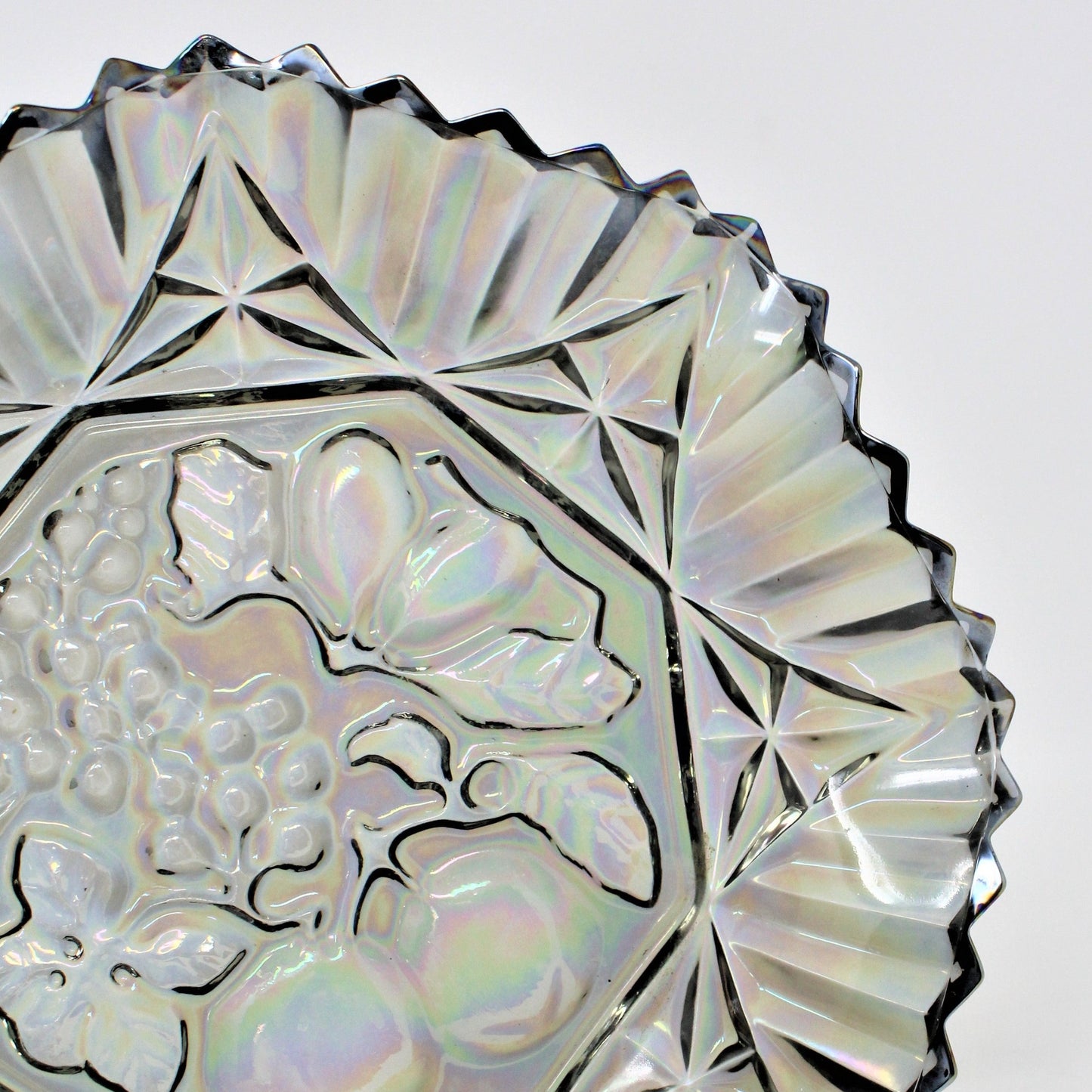 Bowl, Shallow Bowl / Dish, Federal Glass, Revival Carnival Smoked Iridescent Glass, Pioneer Bowl, Vintage, 1970's