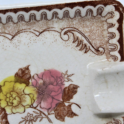 Ashtray, Brown & Richie, Oriental Gardens, Brown Transferware, Antique