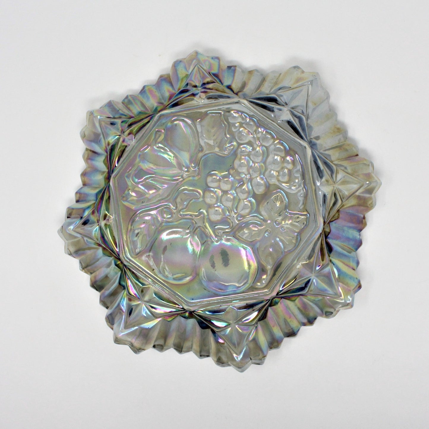 Bowl, Shallow Bowl / Dish, Federal Glass, Revival Carnival Smoked Iridescent Glass, Pioneer Bowl, Vintage, 1970's