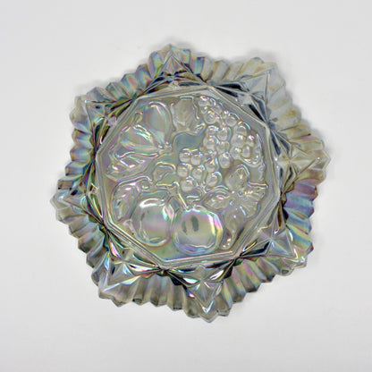 Bowl, Shallow Bowl / Dish, Federal Glass, Revival Carnival Smoked Iridescent Glass, Pioneer Bowl, Vintage, 1970's