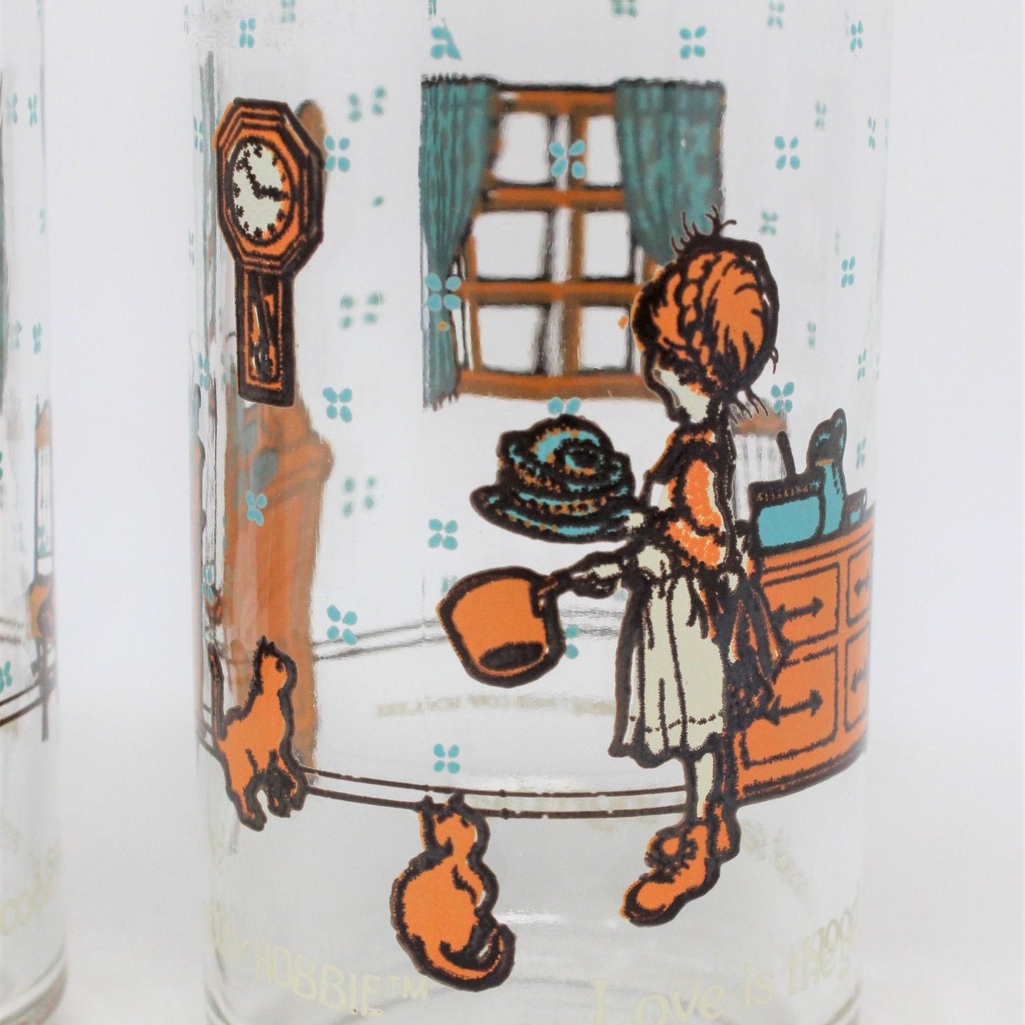Salt and Pepper Shakers, American Greetings, Holly Hobbie, Glass, Vintage