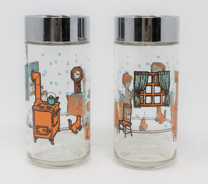 Salt and Pepper Shakers, American Greetings, Holly Hobbie, Glass, Vintage