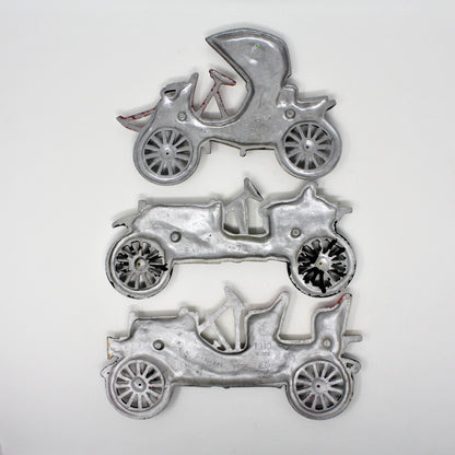 Art, Midwest, Antique Cars, Cast Metal Plaques Wall Decor, Set of 3, Vintage