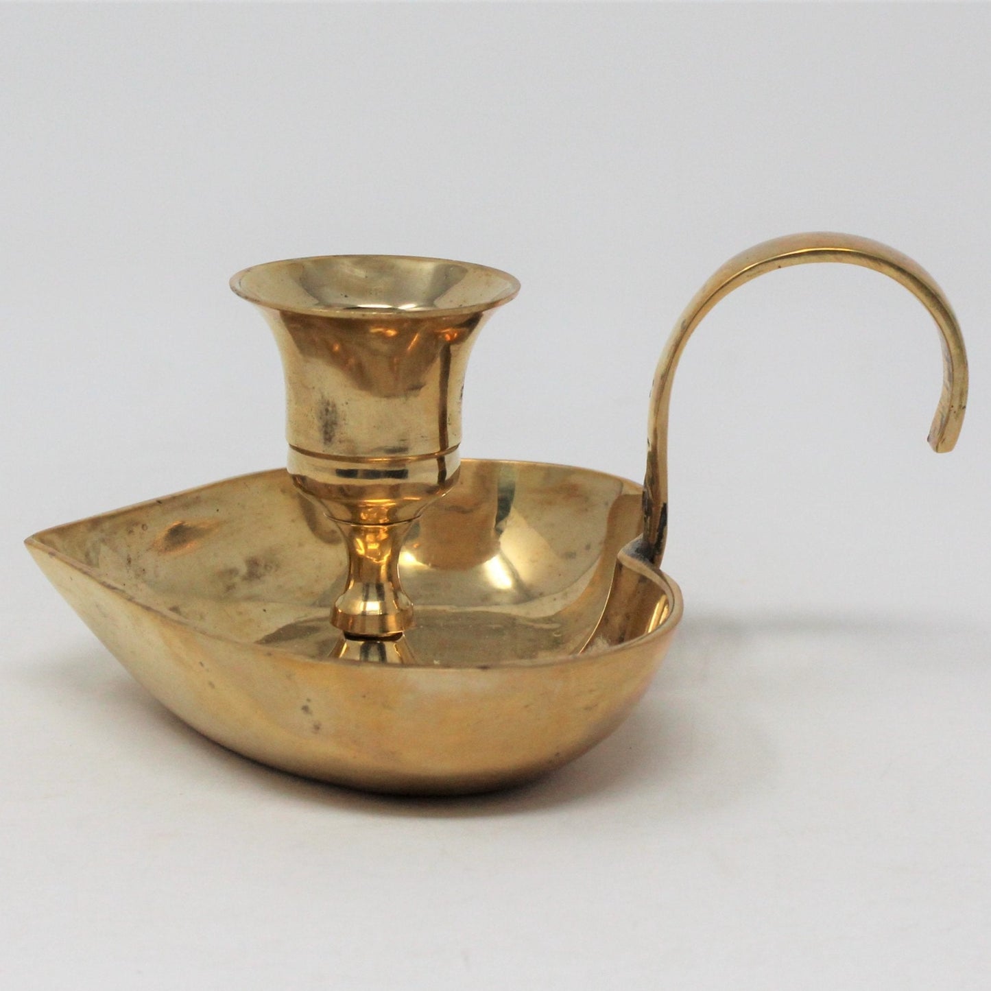 Candle Holder / Chamberstick, Heart Shaped, Brass Taper, India