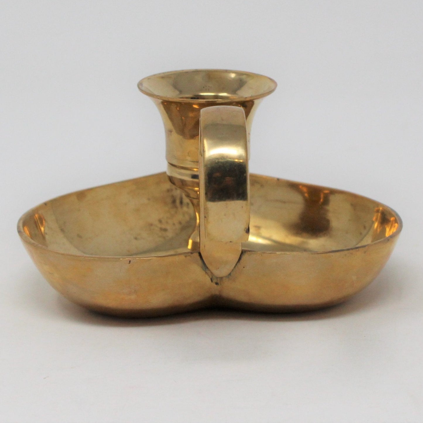 Candle Holder / Chamberstick, Heart Shaped, Brass Taper, India