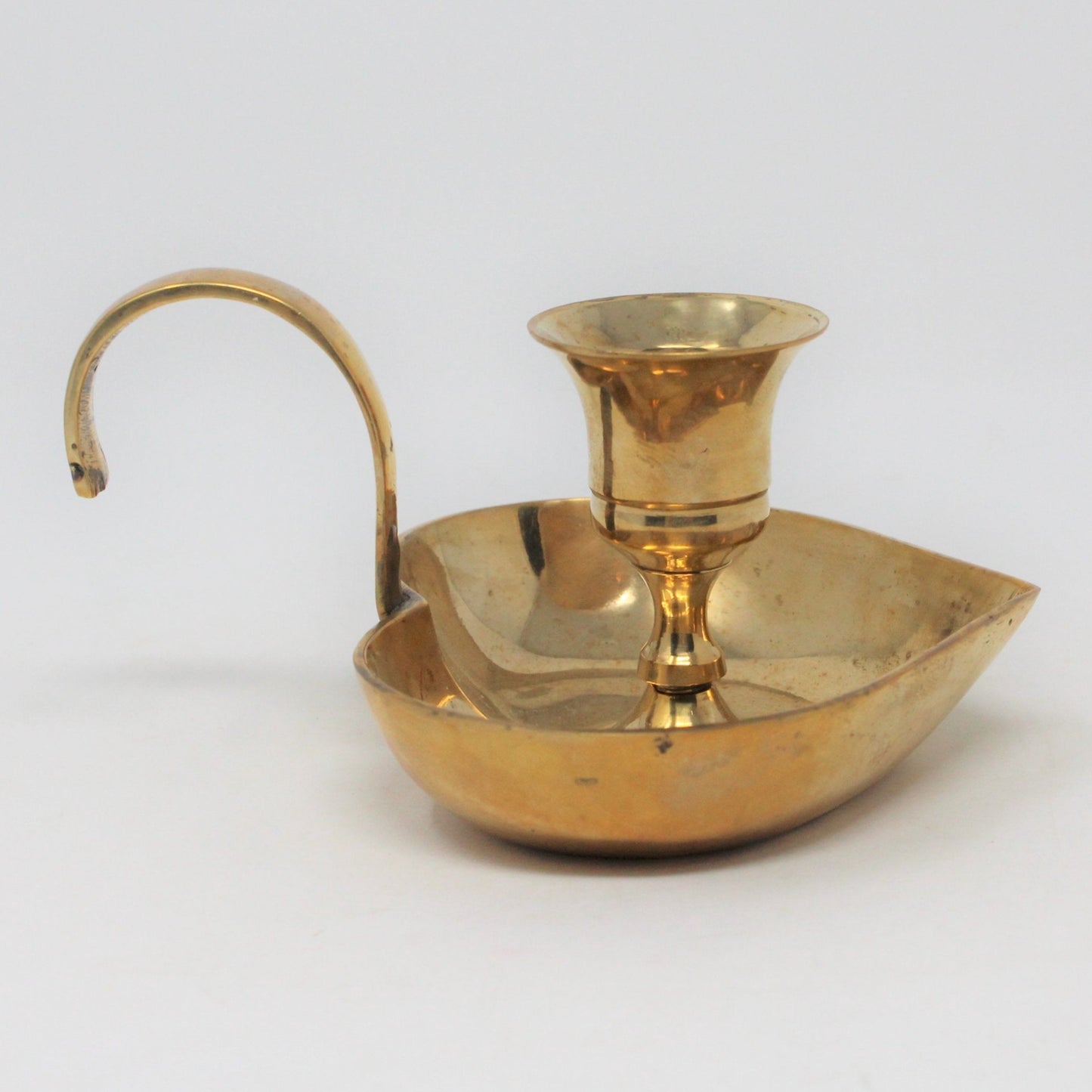 Candle Holder / Chamberstick, Heart Shaped, Brass Taper, India