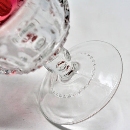 Cordials, Indiana Glass Kings Crown (Thumbprint) Ruby Iridescent, Set of 3, Vintage