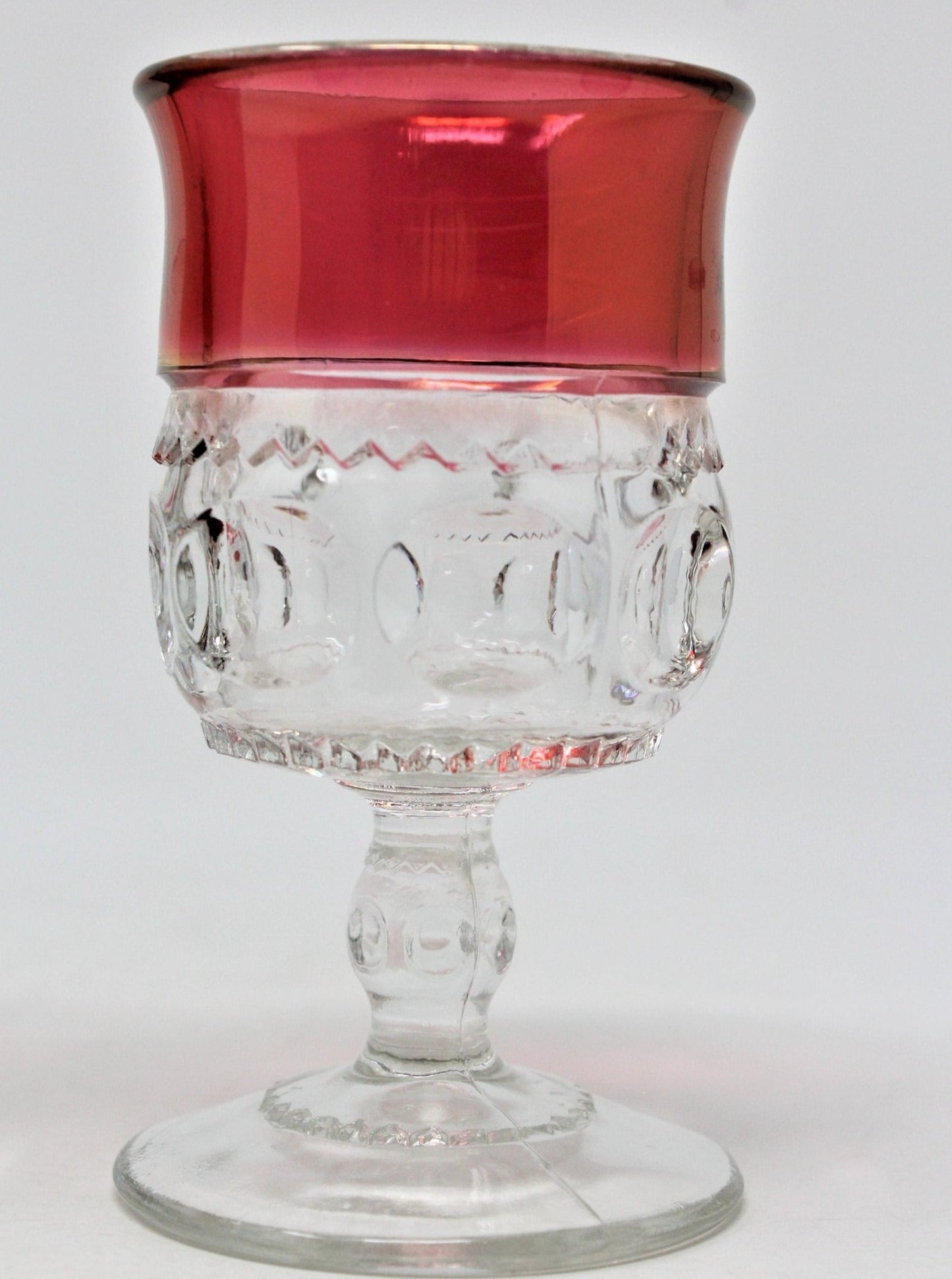 Cordials, Indiana Glass Kings Crown (Thumbprint) Ruby Iridescent, Set of 3, Vintage