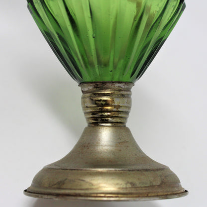 Oil Lamp, Mini Green Glass with Brass Base, No. 530, British Hong Kong, Vintage