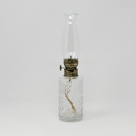 Oil Lamp, Mini. Anchor Hocking, Wexford Clear Glass, Lamplight, Vintage, 1986
