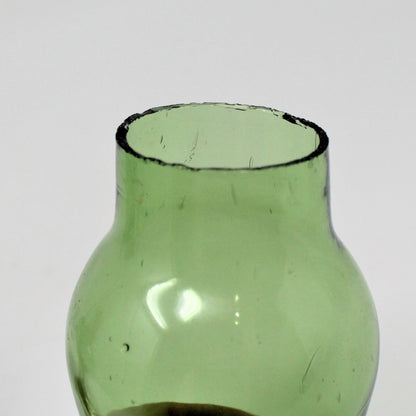 Oil Lamp, Mini Green Glass with Brass Base, Square/Diamonds, Hong Kong, Vintage, SOLD