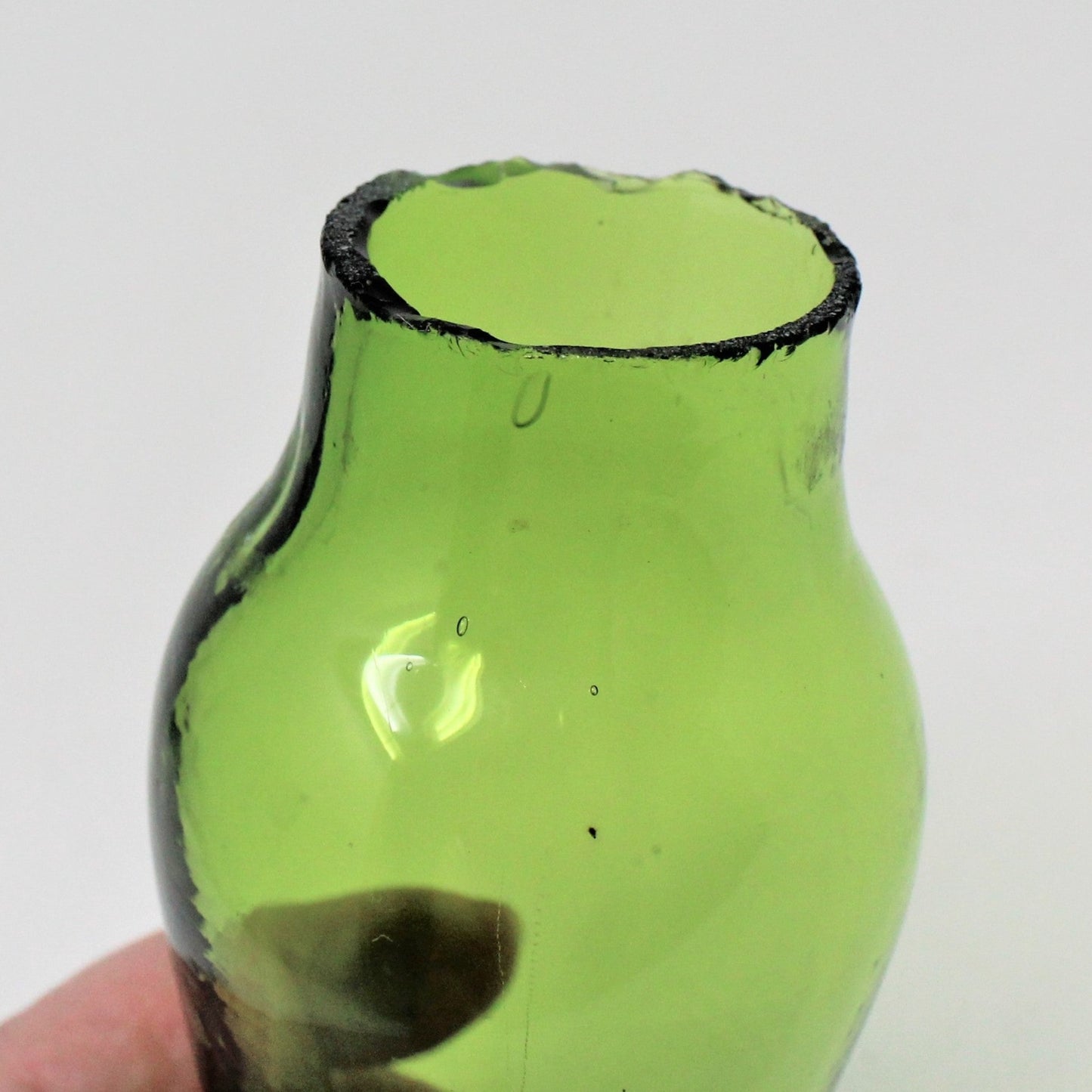 Oil Lamp, Mini Green Glass with Brass Base, No. 530, British Hong Kong, Vintage