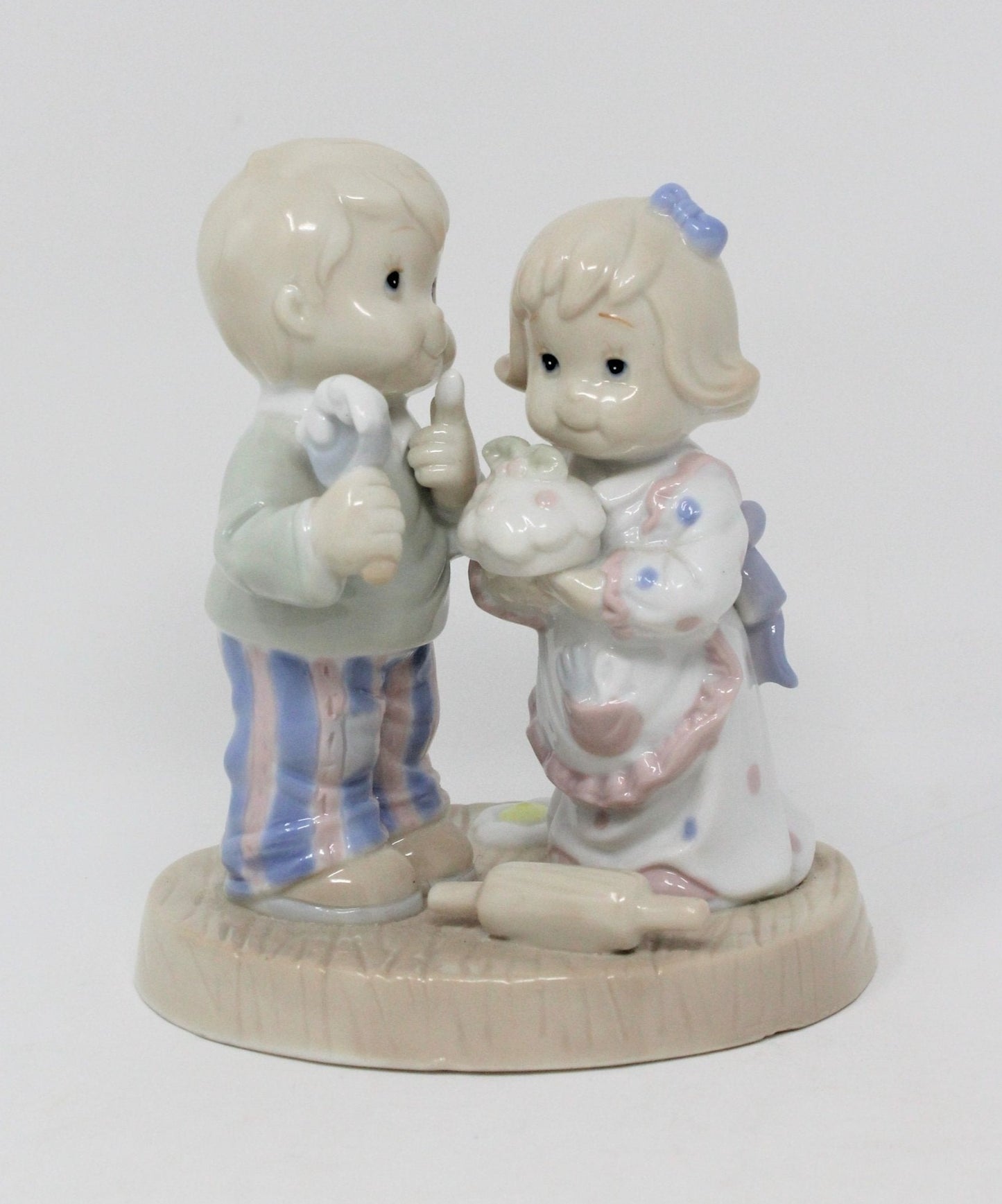 Figurine, Boy, Girl with Cake, All Love is Sweet...", Shelley, Valentine's Day 2002, Porcelain