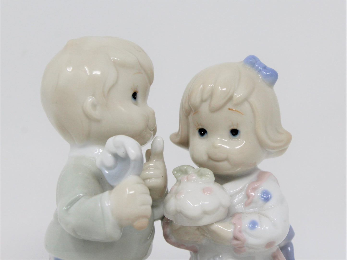 Figurine, Boy, Girl with Cake, All Love is Sweet...", Shelley, Valentine's Day 2002, Porcelain