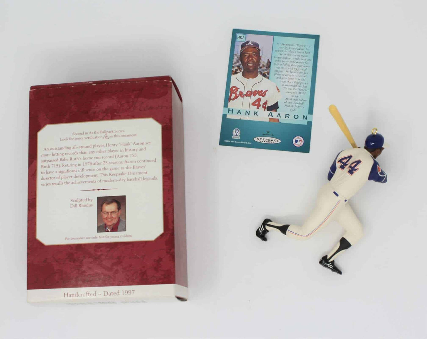 Ornament, Hallmark, At The Ballpark Series, Hank Aaron, 1997