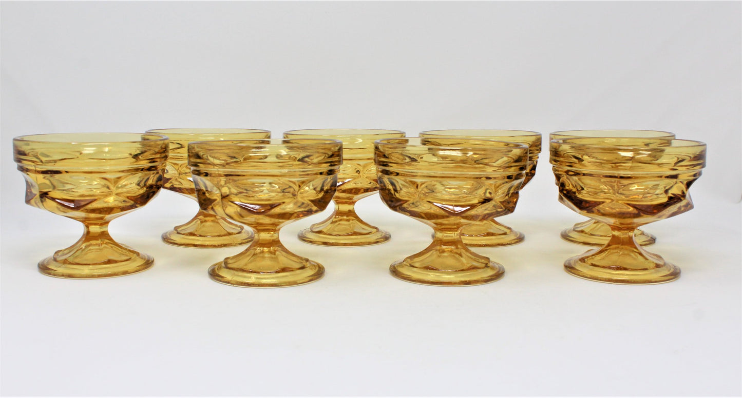 Champagne / Low Sherbet, Anchor Hocking, Fairfield Amber Glass, Set of 8, Vintage