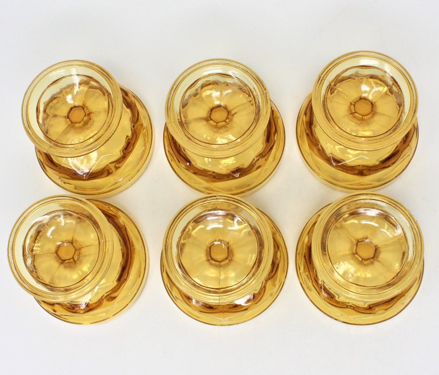 Champagne / Low Sherbet, Anchor Hocking, Fairfield, Amber Glass, Set of 6, Vintage