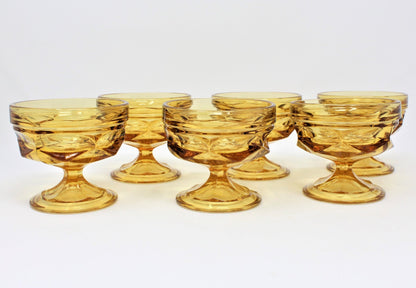 Champagne / Low Sherbet, Anchor Hocking, Fairfield, Amber Glass, Set of 6, Vintage