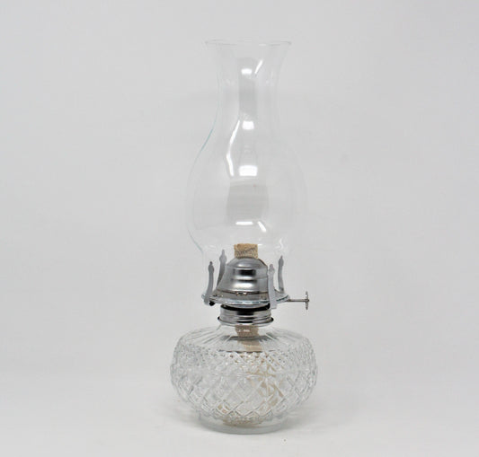 Oil Lamp, Anchor Hocking, Wexford Clear Glass, Lamplight Farms, Vintage 1985