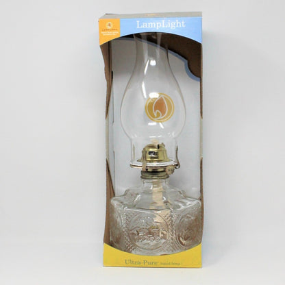 Oil Lamp, Lamplight Farms, Hexagonal Embossed Country Scene, New In Box, Vintage