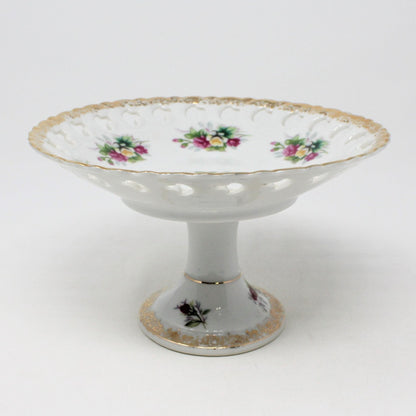Comport / Pedestal Dish, Ucagco, Reticulated, Japan, Vintage