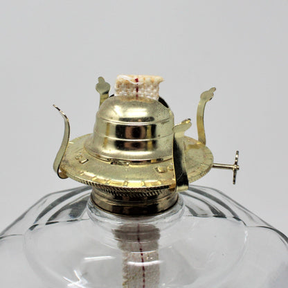 Oil Lamp: Octagon Beaded Heavy Glass with Chimney, Vintage 1930s - SOLD