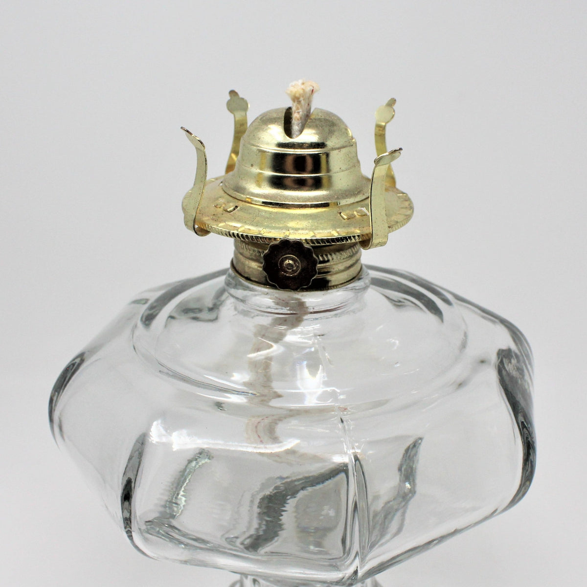 Oil Lamp: Octagon Beaded Heavy Glass with Chimney, Vintage 1930s - SOLD