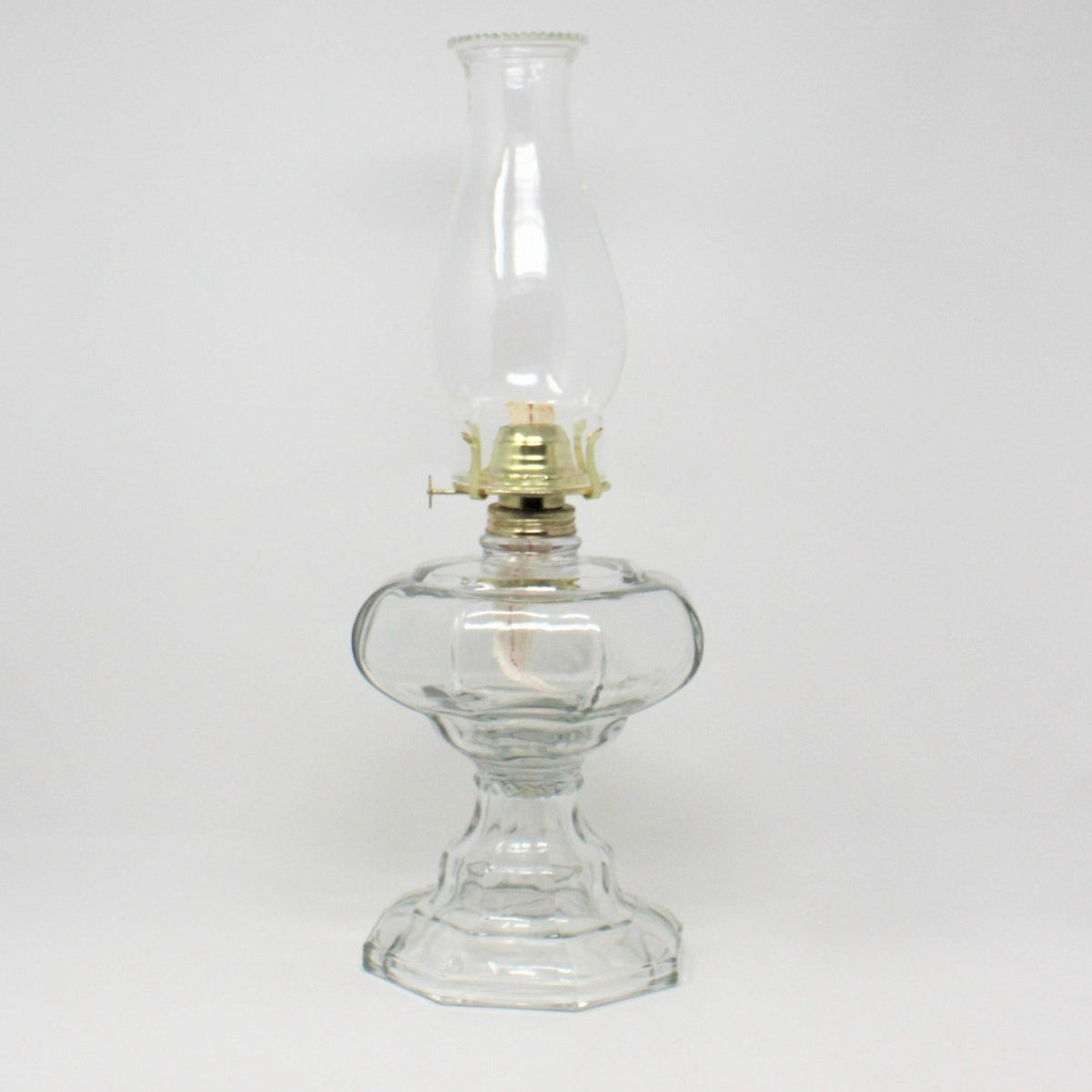 Oil Lamp: Octagon Beaded Heavy Glass with Chimney, Vintage 1930s - SOLD