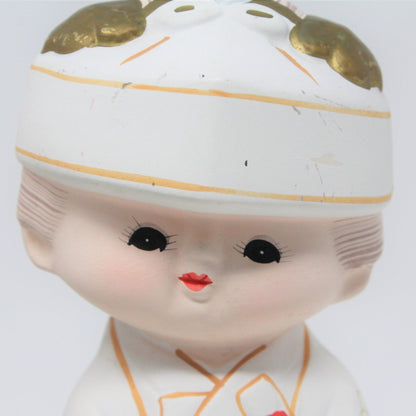 Hakata Doll, Bride and Groom, Unglazed Pottery, Japan, Vintage
