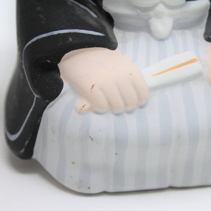 Figurine, Hakata Doll, Bride and Groom, Unglazed Pottery, Japan, Vintage