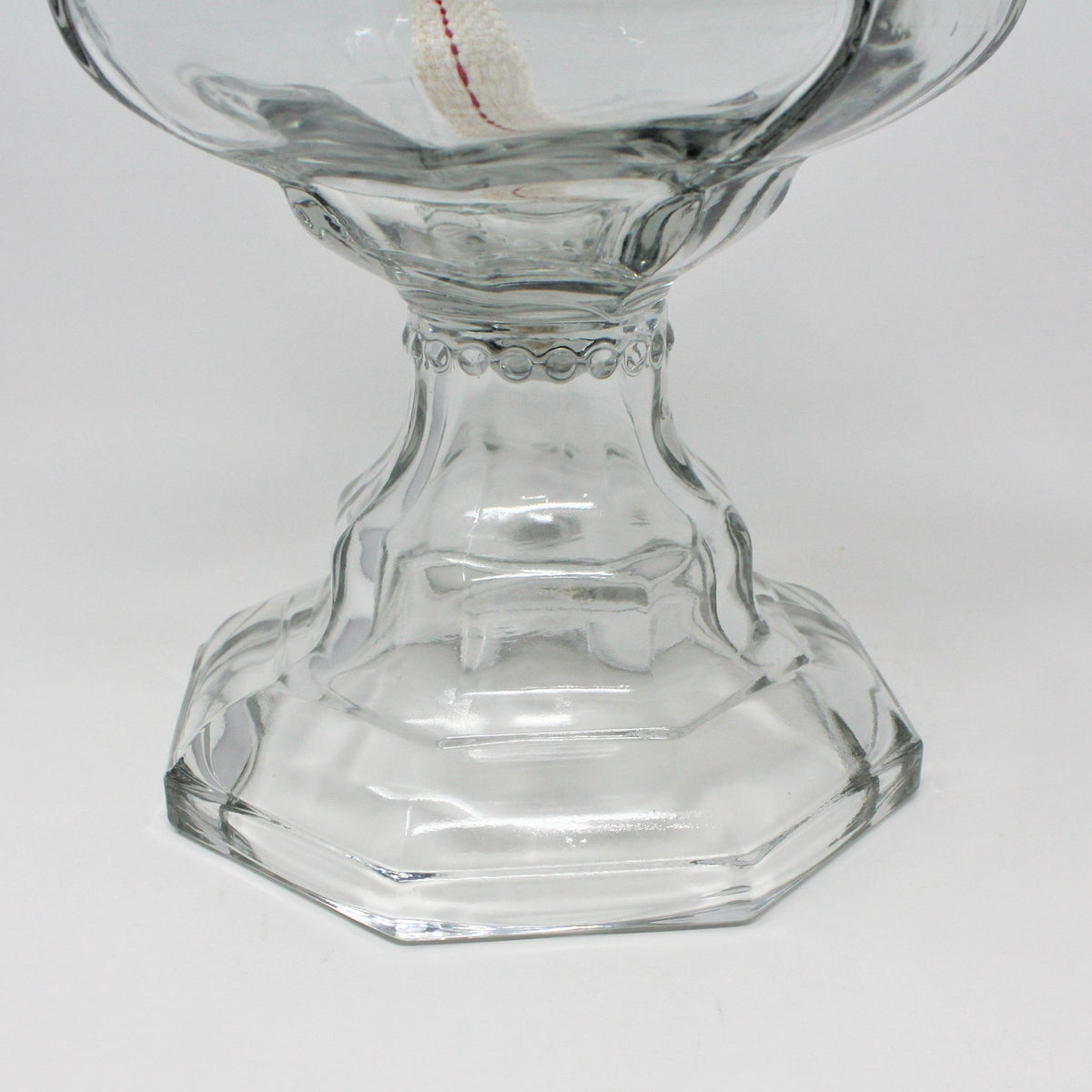Oil Lamp: Octagon Beaded Heavy Glass with Chimney, Vintage 1930s - SOLD