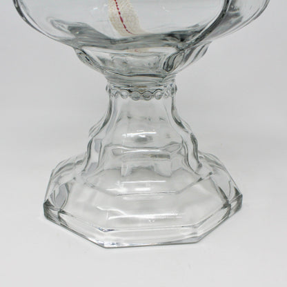 Oil Lamp: Octagon Beaded Heavy Glass with Chimney, Vintage 1930s - SOLD