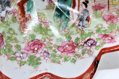 Bowl, Hand Painted, Geisha Girl Moriage, 3-Footed, Vintage