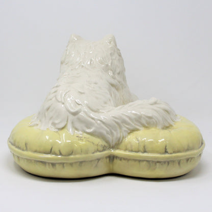 Sculpture, Townsend Ceramics, Persian Cat on Heart Pillow, Signed, Vintage 1971