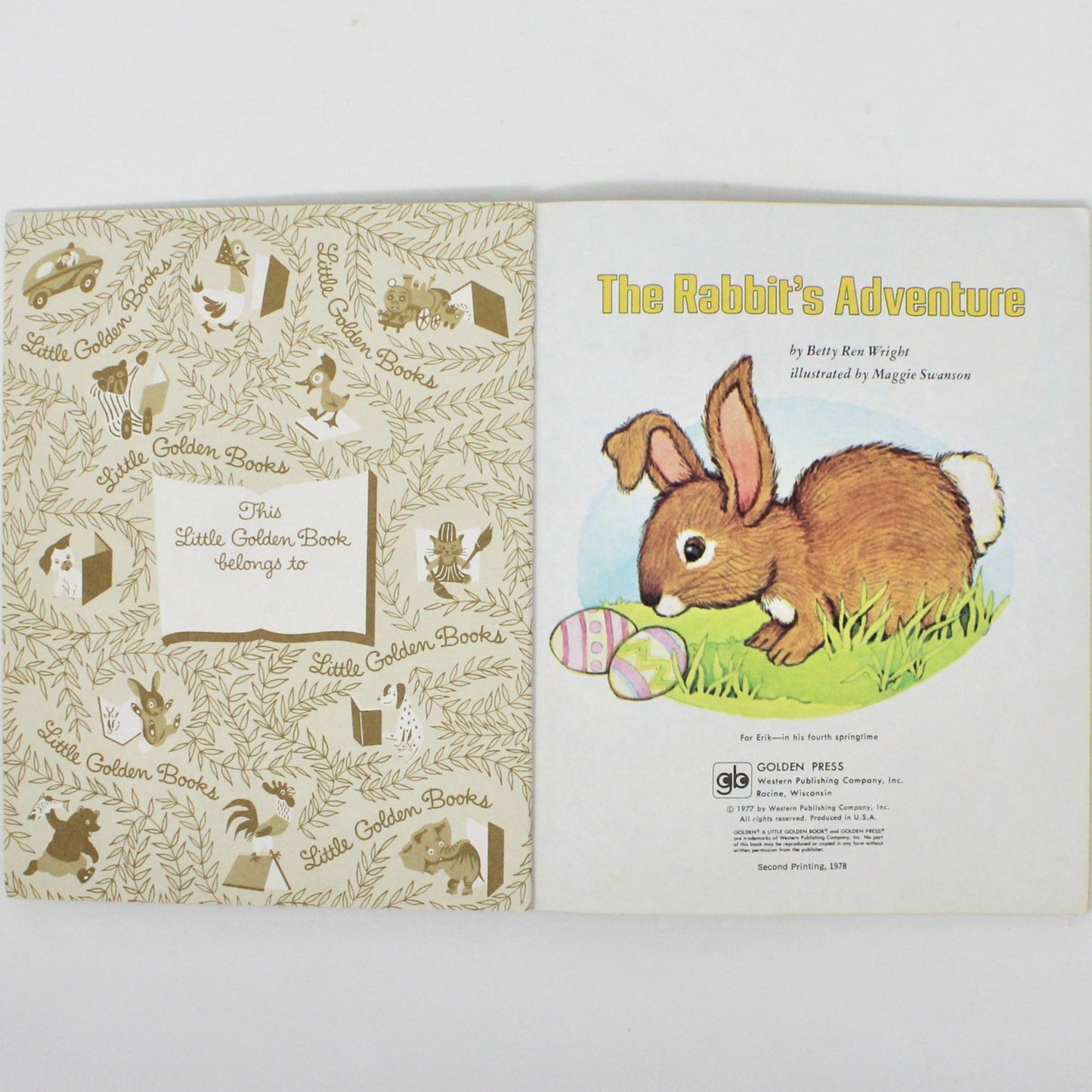 Children's Book, Little Golden Book, The Rabbit's Adventure, Hardcover, Vintage 1978