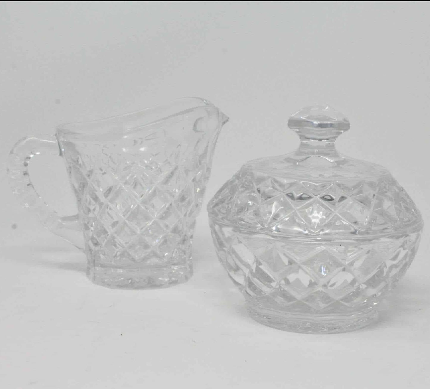 Creamer & Sugar with Lid, Galway, Ashford, Irish Crystal, Vintage