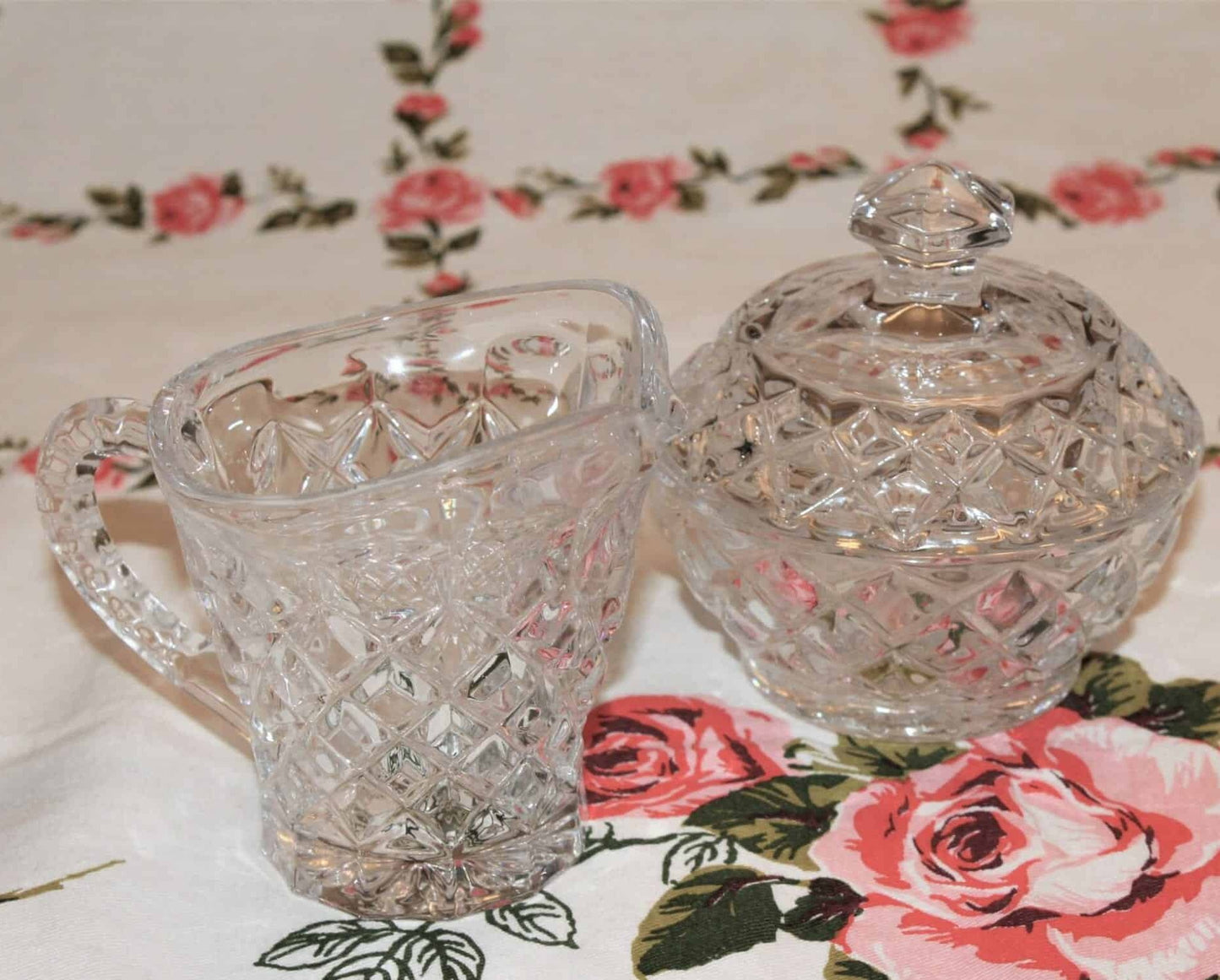 Creamer & Sugar with Lid, Galway, Ashford, Irish Crystal, Vintage