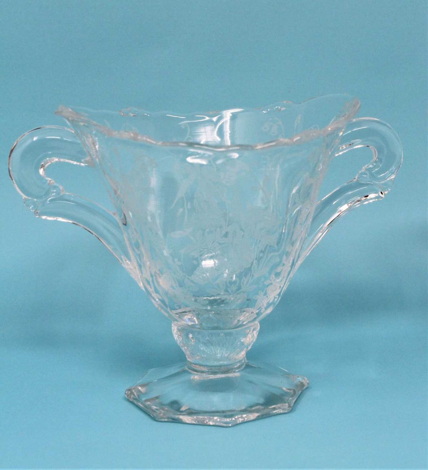 Creamer & Open Sugar, Heisey, Orchid, Etched, Footed, Vintage