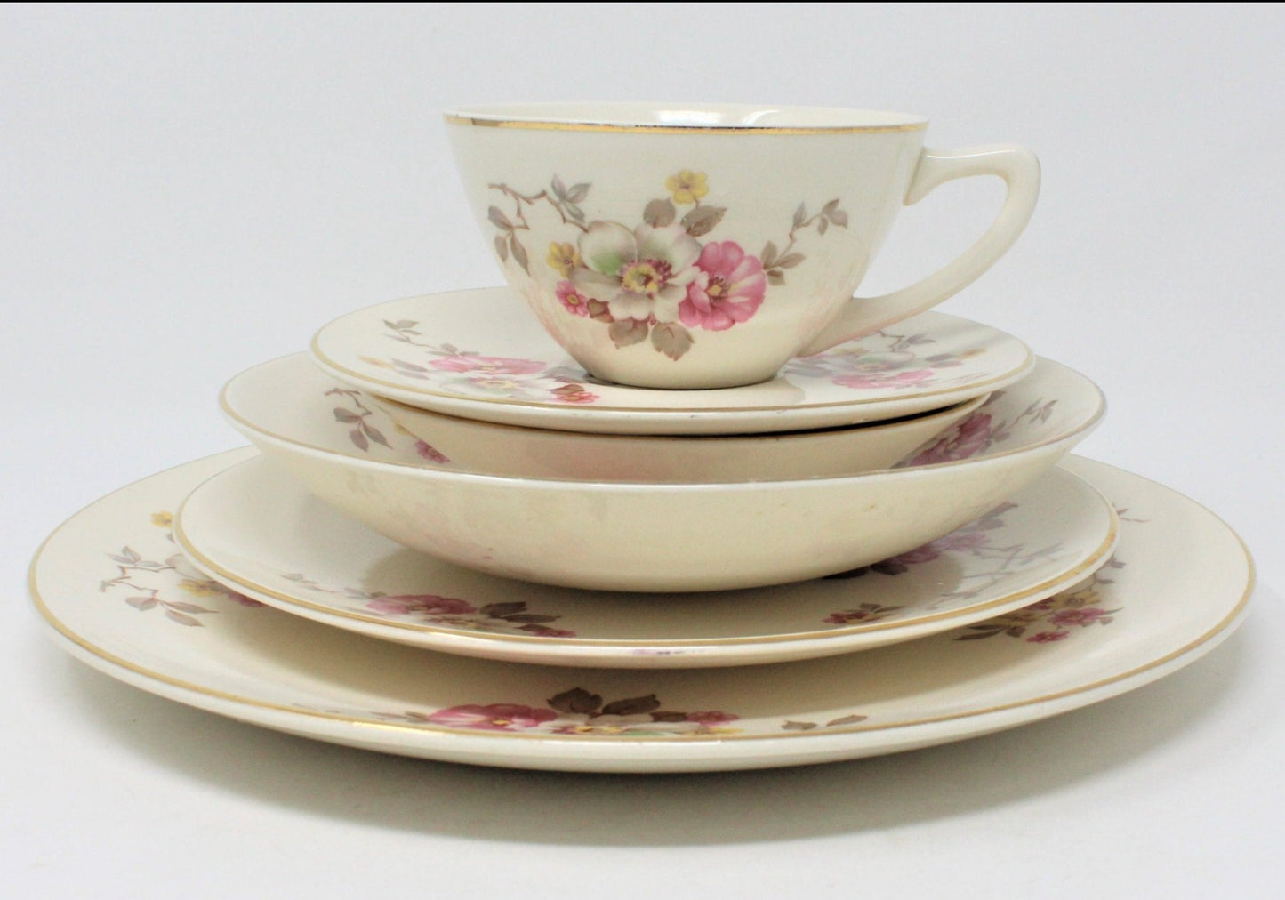 Dinnerware, Edwin M Knowles, Blossom Time, Service for 4, 24 Pcs, Vintage