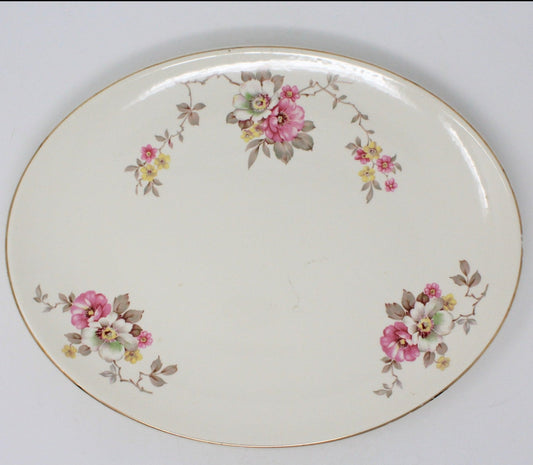 Serving Platter, Edwin M. Knowles, Blossom Time, Ceramic, Vintage