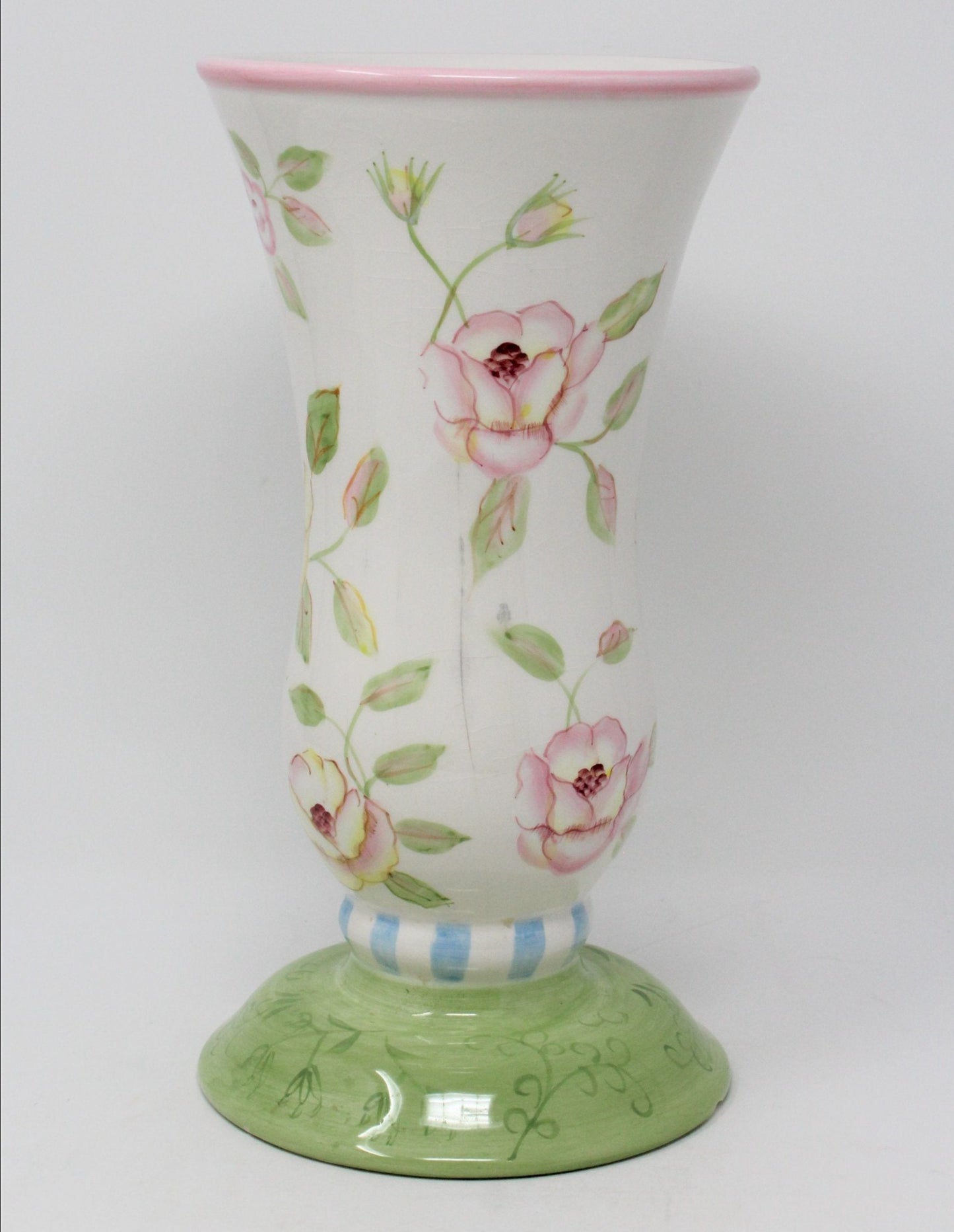 Vase, FTD, Tracy Porter Design, Pastel Florals, Ceramic, 2001