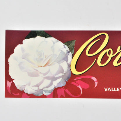 Crate Label, Corsage Brand, Camellia, Exeter California Original Lithograph 1950's, NOS, Vintage