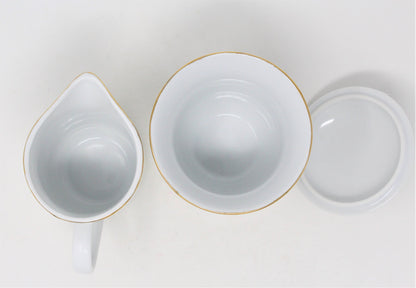 Creamer & Sugar with Lid, Avon, Expressions Gold Floral, Bone China