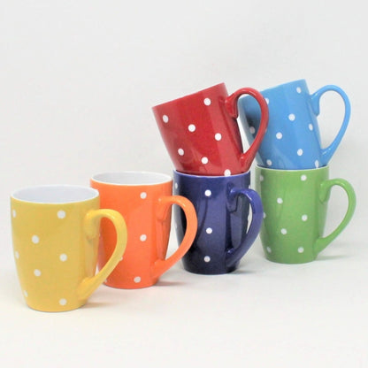 Mugs, Polka Dot Multicolor, Set of 6, Ceramic